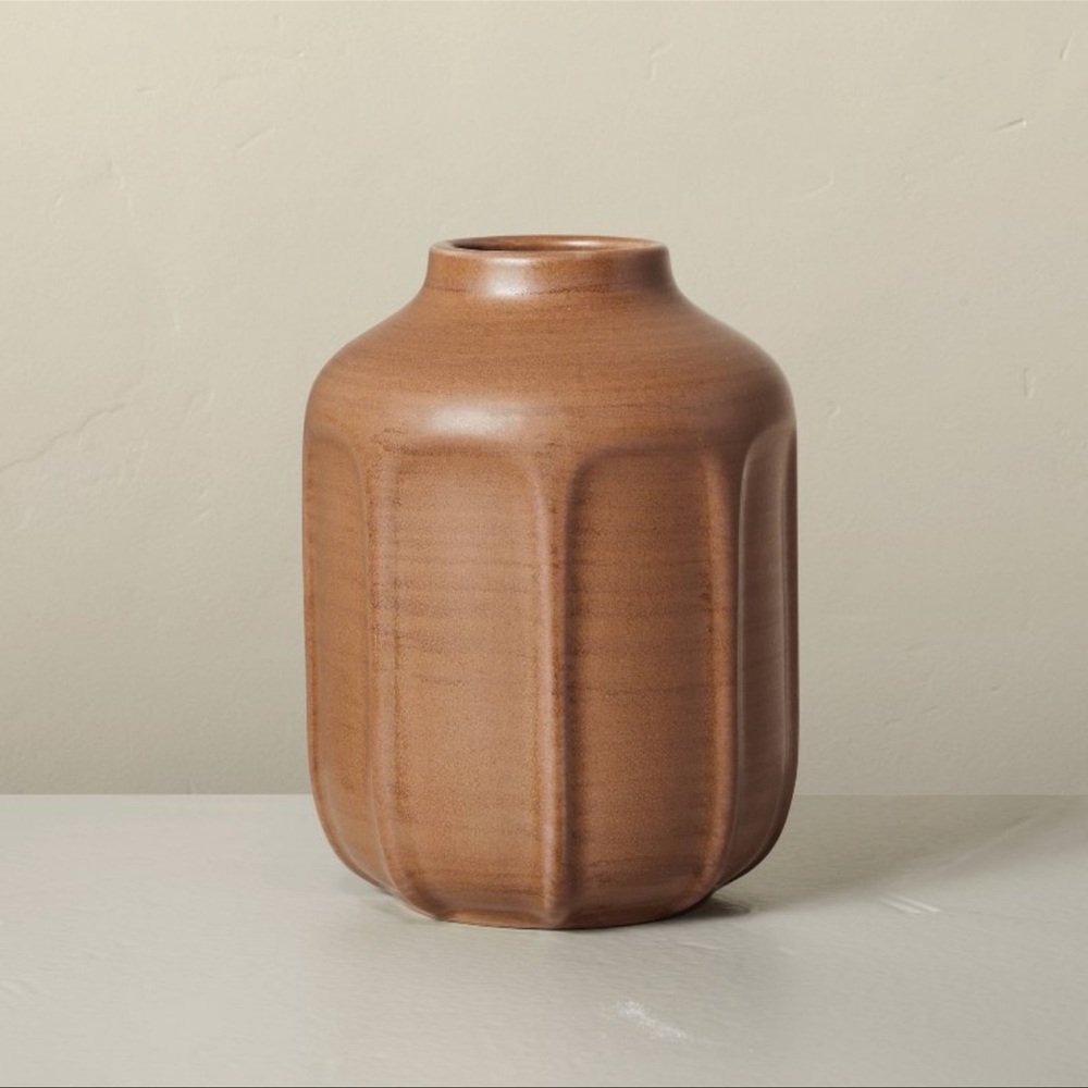 Hearth & Hand Faceted Ceramic Bud Vase Brown